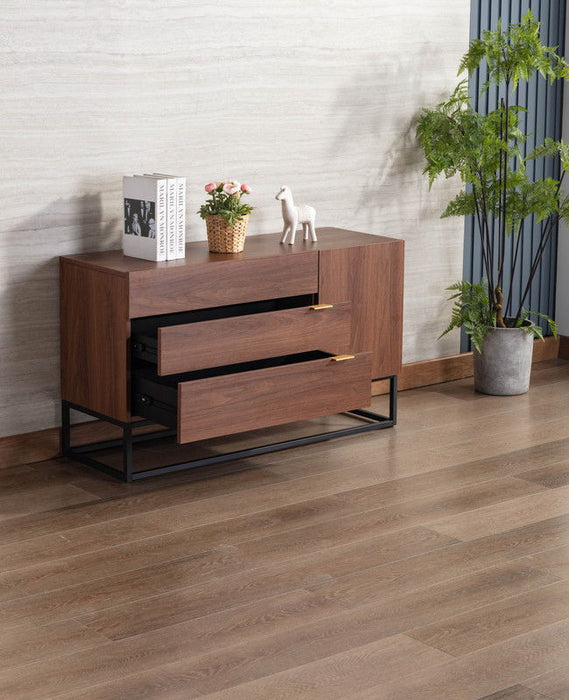 Roscoe - Wood TV Stand Console Table - Walnut Brown