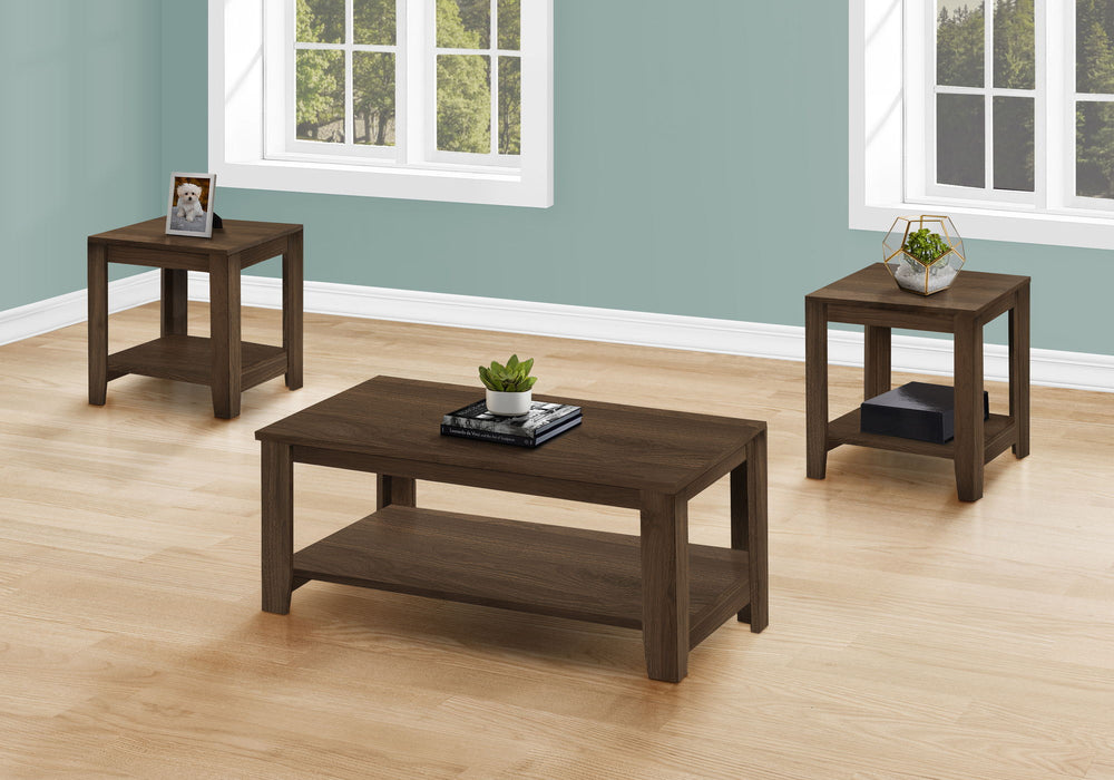 Table Set, Coffee, End, Side, Accent, Living Room, Transitional (Set of 3) - Walnut