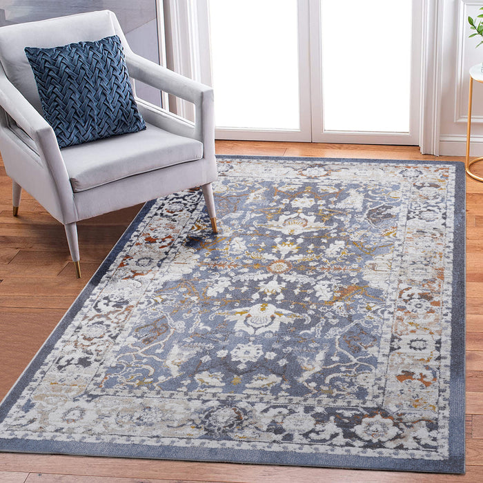 5' x 7' Traditional Non-Shedding Living Room Bedroom Dining Home Office Stylish And Stain Resistant Area Rug - Blue