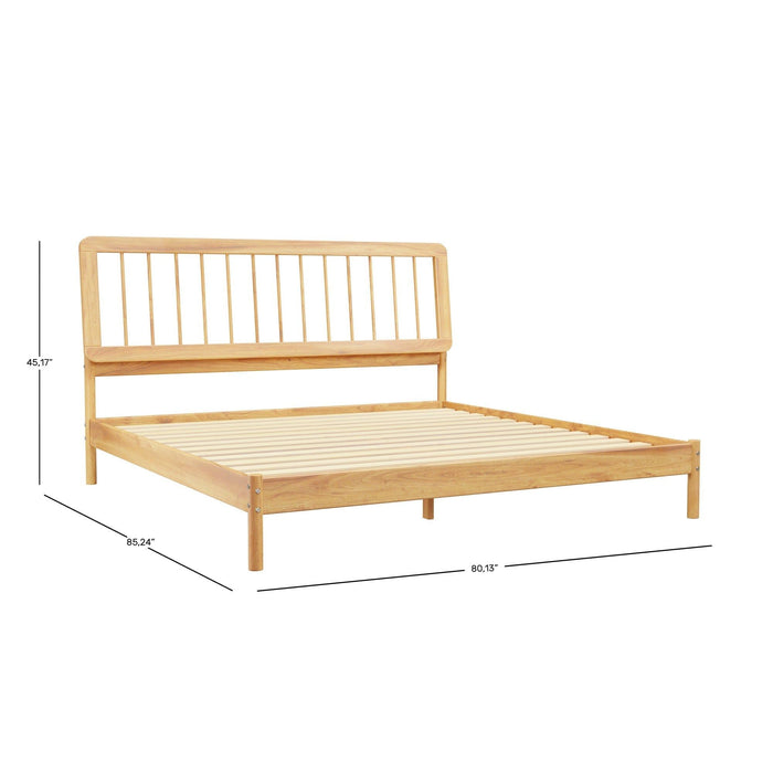 Mid-Century Modern Solid Wood Spindle Bed