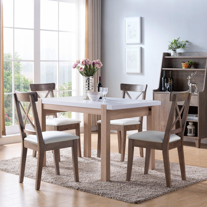 Modern Home White Tabletop Dining Table - White & Weathered White