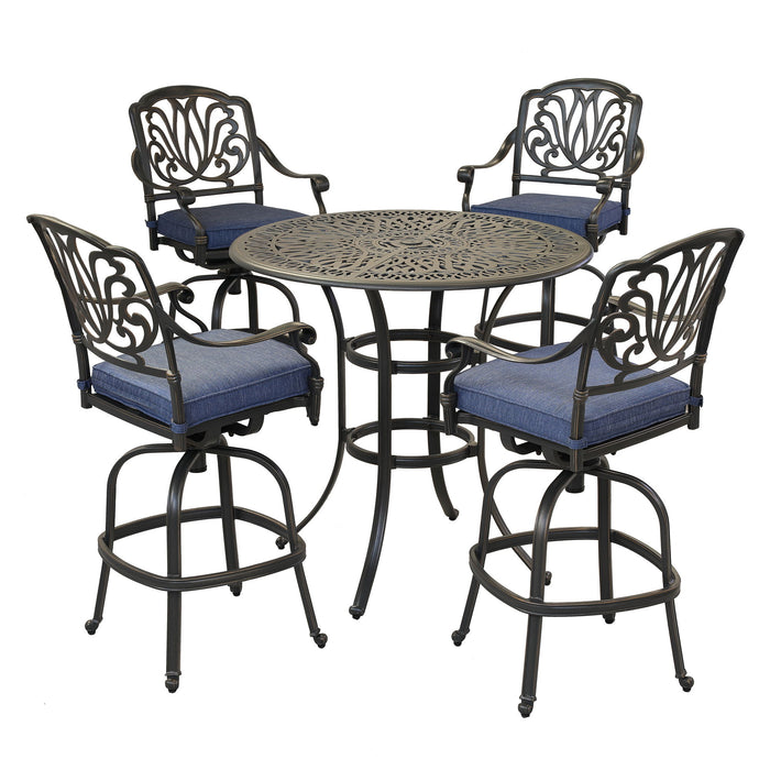 Round 42" Long Bar Height Dining Set With Cushions