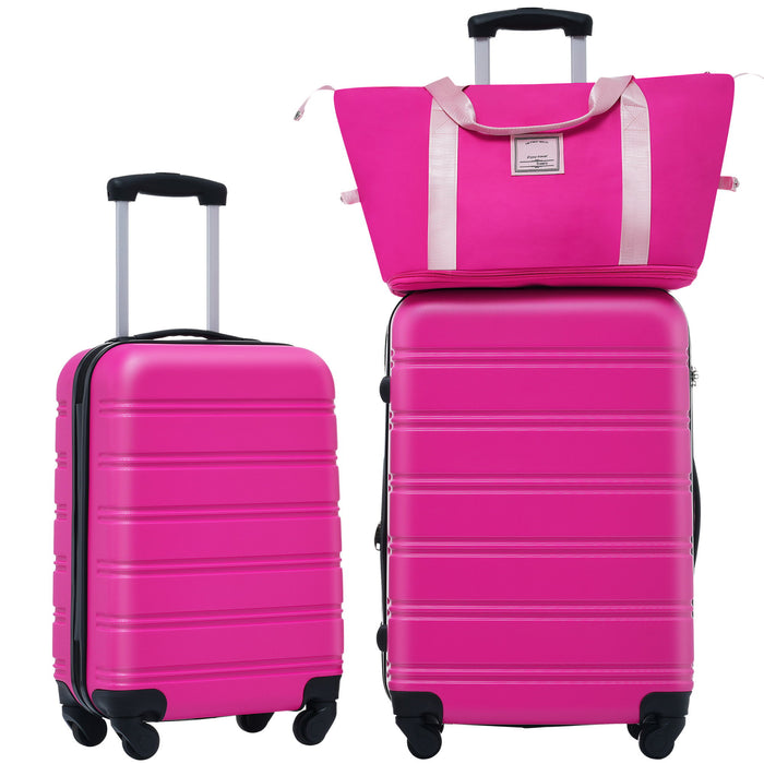 Hardshell Luggage Sets 2 Pieces + Bag Spinner Suitcase With Tsa Lock Lightweight - Pink