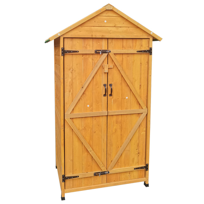 Wooden Shed Natural For Backyard Garden Big Spire Tool Storage - Natural