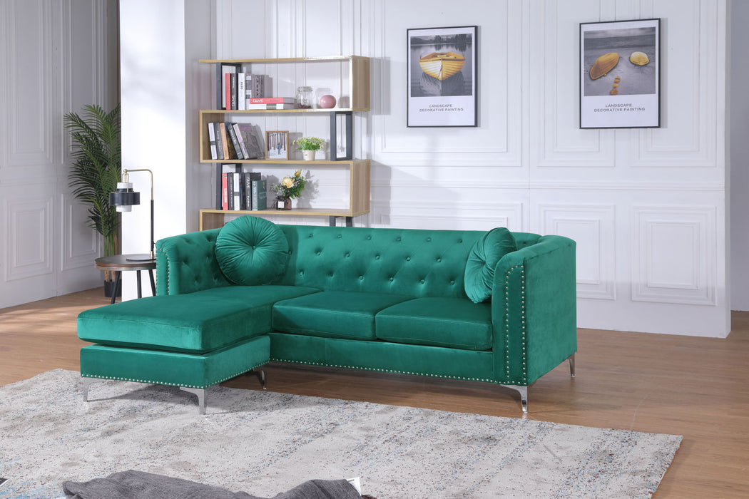 Glory Furniture Pompano Sofa Chaise (3 Boxes), Green