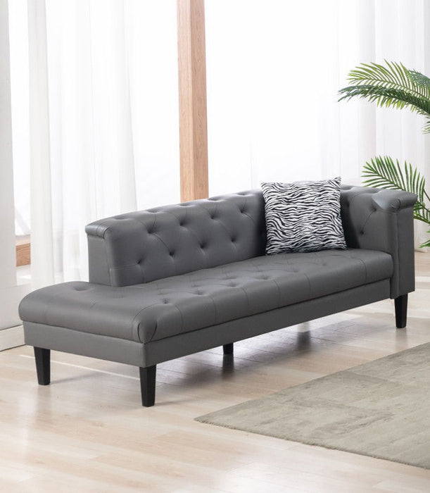 Sarah - Vegan Leather Tufted Chaise With 1 Accent Pillow