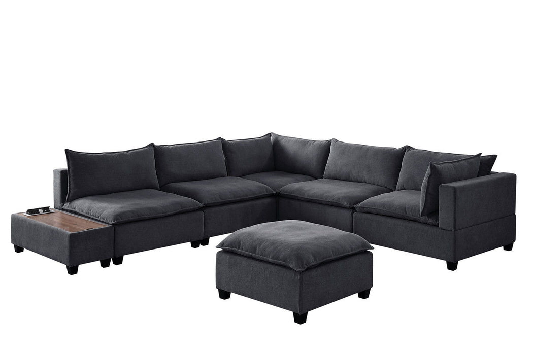 Madison - 7 Piece Modular Sectional Sofa With USB Storage Console Table