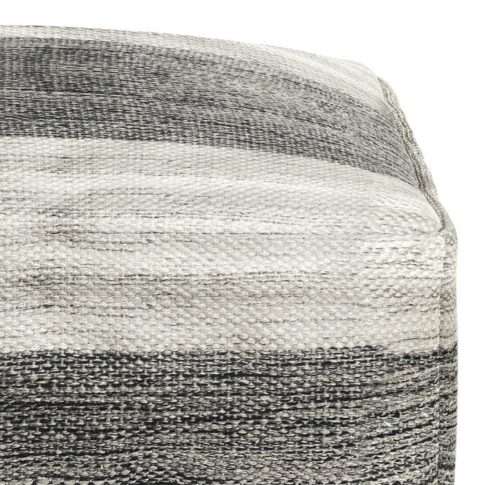 Mathis - Square Woven Outdoor / Indoor Pouf - Grey / White