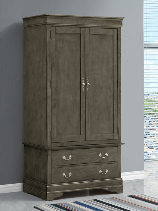 Glory Furniture Louis Phillipe Armoire, Gray