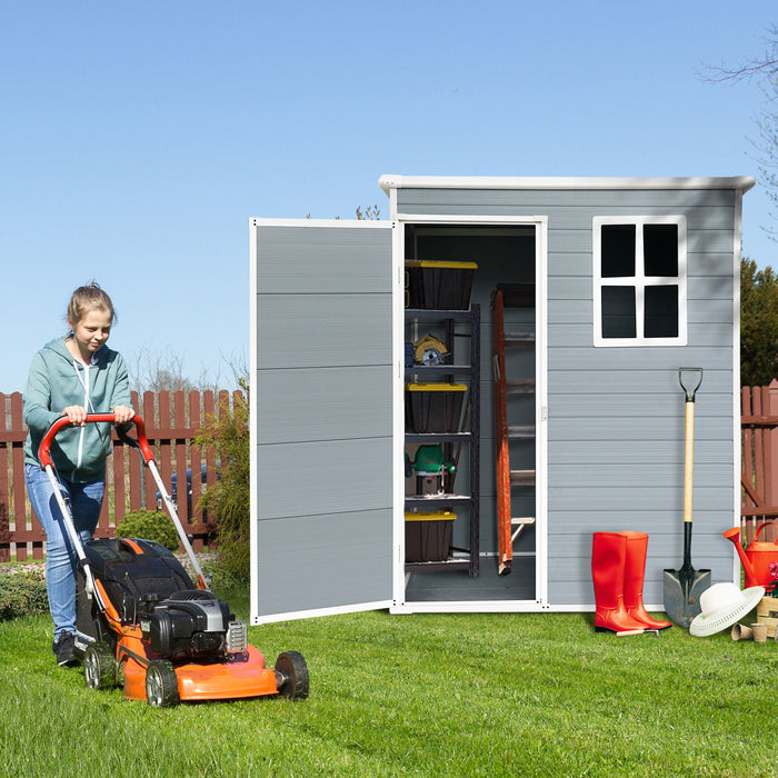 Resin Outdoor Storage Shed Kit-Perfect To Store Patio Furniture - Gray