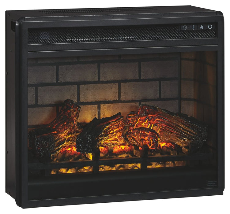 Camiburg - Warm Brown - Mueble esquinero para TV con inserto para chimenea de ladrillo refractario sintético