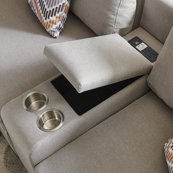 Amira - Fabric Reversible Sectional Sofa With USB Console And Ottoman
