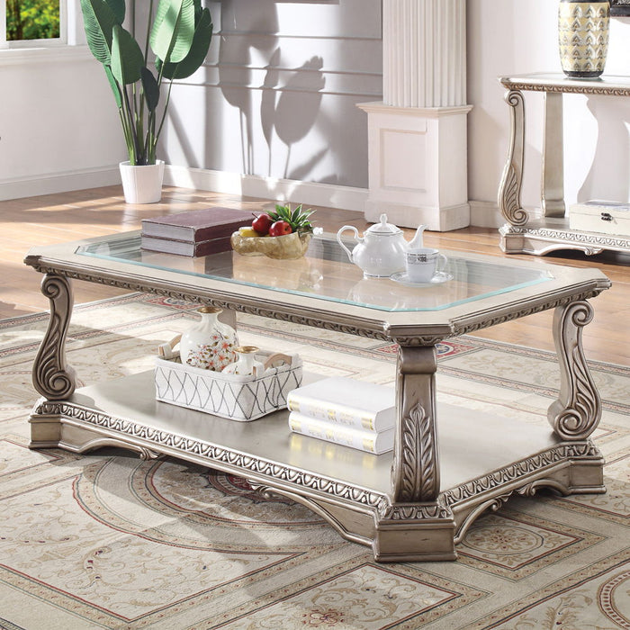 Northville - Coffee Table - Antique Silver & Clear Glass