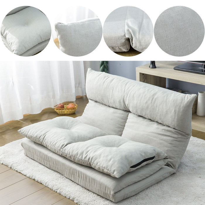Folding Chaise Lounge Floor Sofa - Gray