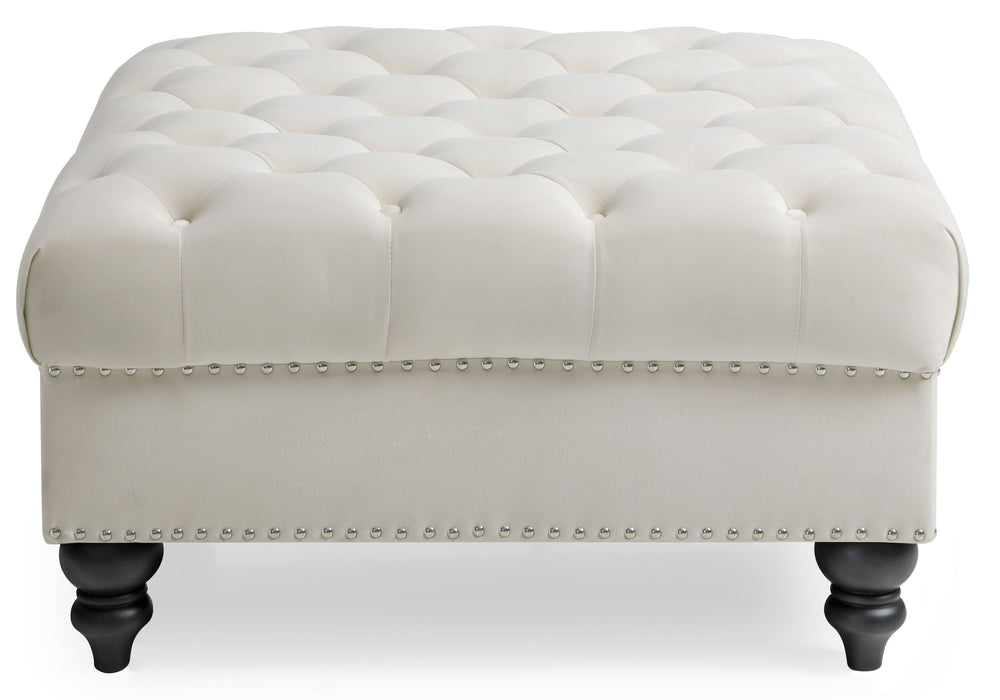 Glory Furniture Nola Ottoman, Ivory