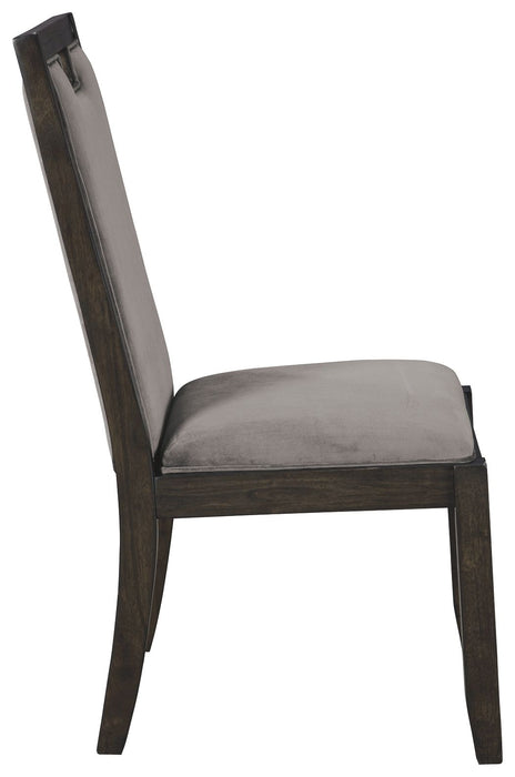 Hyndell - Cinza / Marrom Escuro - Cadeira lateral de jantar Uph (conjunto de 2)