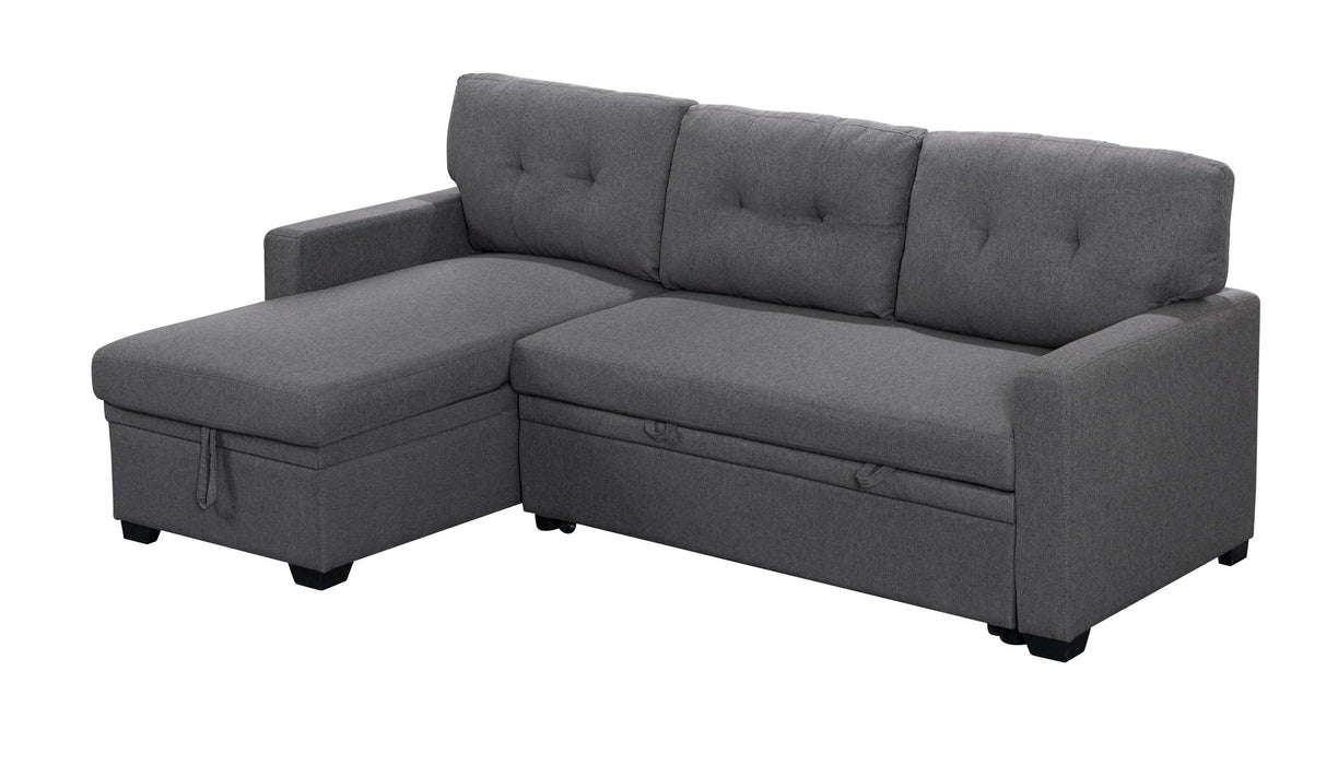 Miller - Linen Reversible Sleeper Sectional Sofa With Storage Chaise