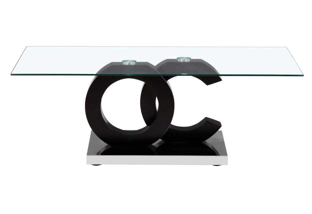 T2207 - Coffee Table - Black / Clear / Silver