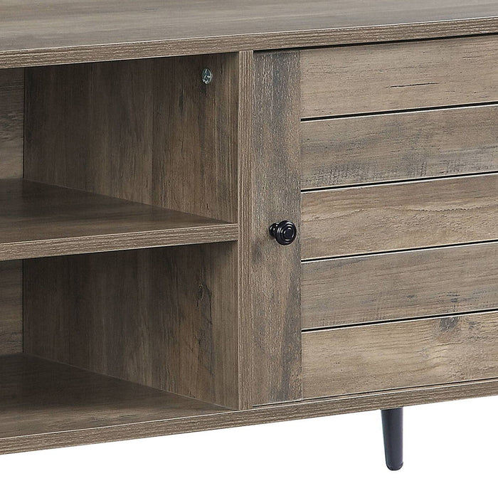 Baina II - TV Stand - Rustic Oak & Black Finish