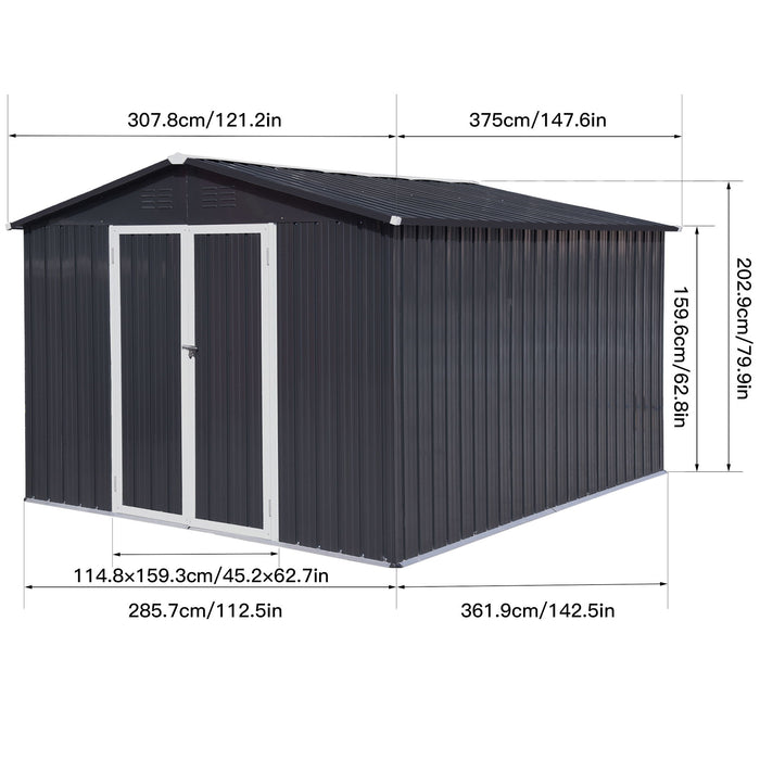 10'x12' Garden Sheds Outdoor Storage Sheds - Dark Gray