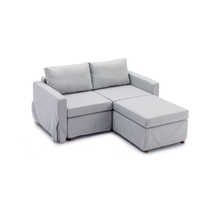 2 Seat Module Sectional Sofa Couch With 2 Ottoman, Seat Cushion And Back Cushion Removable And Washable - Light Gray