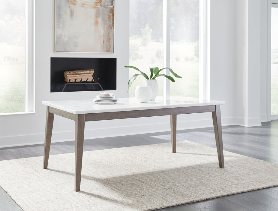 Loyaska - White / Brown - Rectangular Dining Room Table