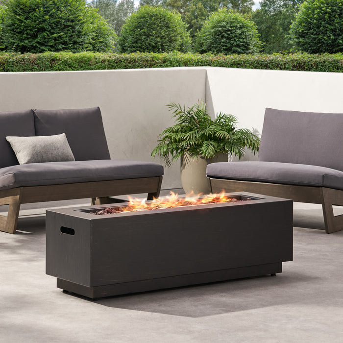 40" Outdoor 50,000 BTU Rectangular Iron Propane Fire Pit, Dark Grey (Tank Cover not Included)