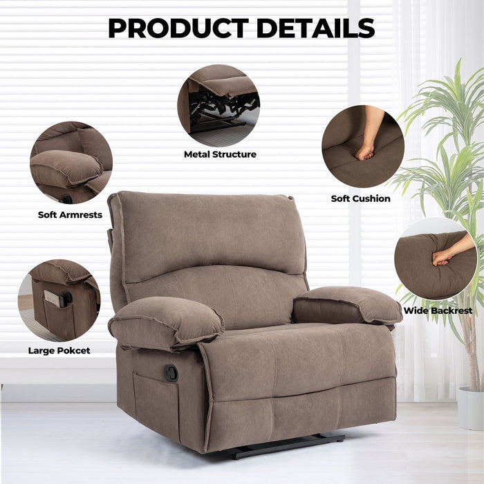 Oversized Manual Recliner Chair Sofa For Living Room