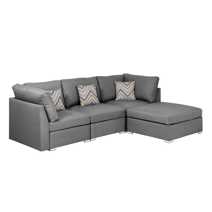 Amira - Fabric Sofa With Ottoman And Pillows