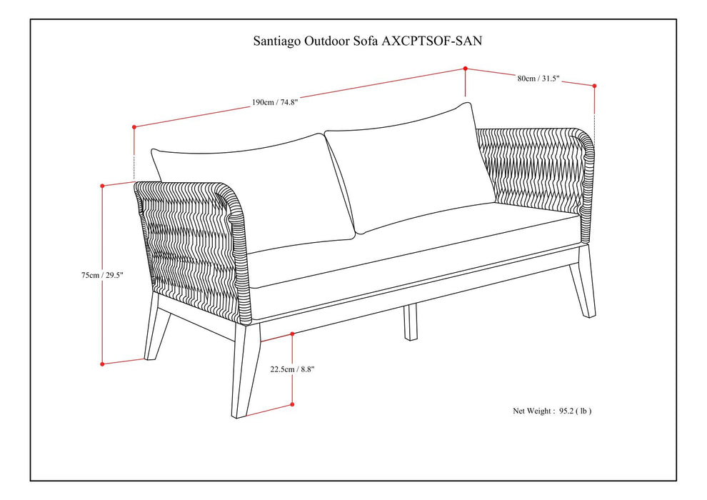 Santiago - Outdoor Sofa - Slate Grey