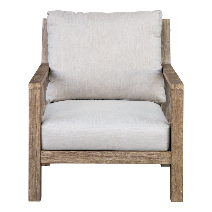 Acacia Wood Club Chair With Cushion - Light Brown