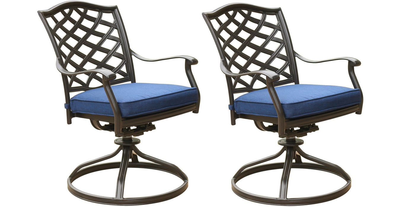 Outdoor Patio Aluminum Swivel Rocker Dining Chair With Cushion (Set of 2)