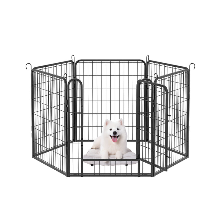 53.94" 6 Panels Heavy Duty Metal Playpen With Door, Dog Fence Pet Exercise Pen For Outdoor, Indoor