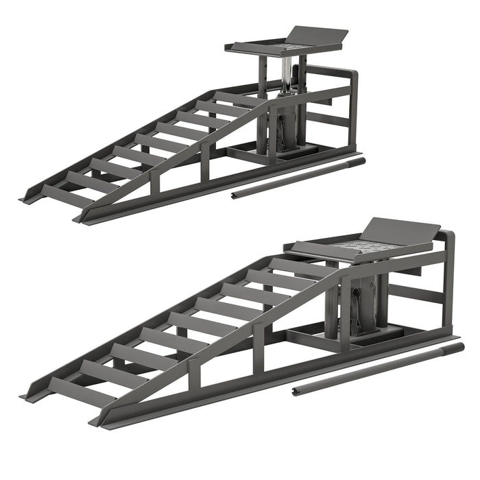 2 Pack Hydraulic Car Ramps 5T 11000Lbs Low Profile Car Lift Service Ramps Truck Trailer Garage, Height Hydraulic Vehicle Ramps - Gray