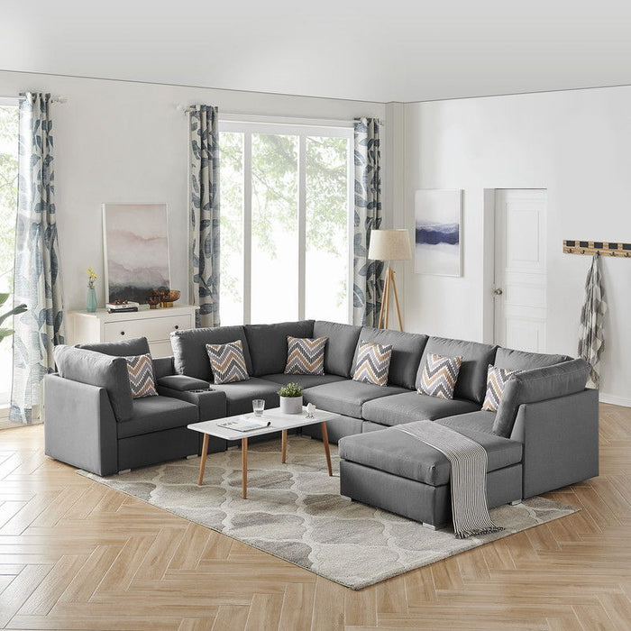 Amira - Reversible Modular Sectional Sofa With USB Console And Ottoman