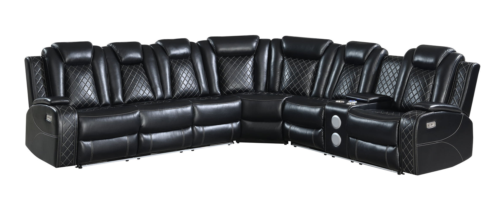 Orion - 3 Piece Power Sectional - Black