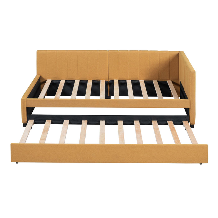 Upholstered Daybed With Trundle, Sofa Bed Frame, No Box Spring Needed