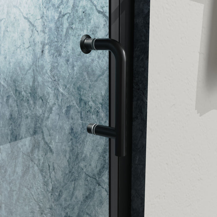 Bifold Semi - Frameless Shower Doors In Black With Clear Glass