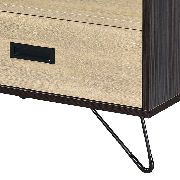 Melkree - Accent Table With Display & Utility Function - Oak / Black