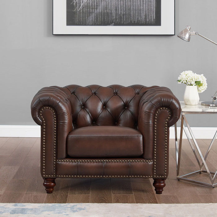 Alton Bay - Top Grain Leather Chair - Brown