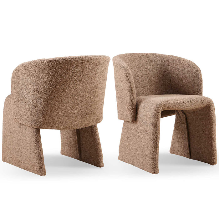 Modern Accent Chair Brown Single Sofa Chair, Upholstered Side Chair Teddy Comfy Chair For Dining Room / Bedroom / Living Room / Reception