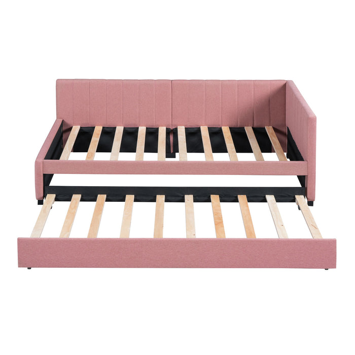 Upholstered Daybed With Trundle, Sofa Bed Frame, No Box Spring Needed