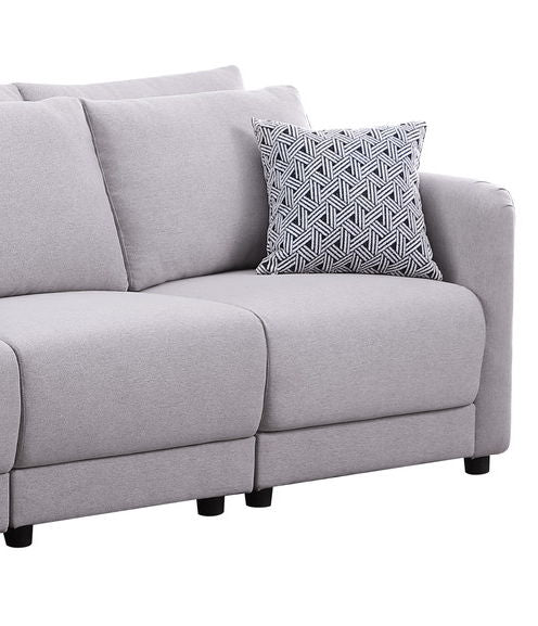Penelope - Linen Fabric Sofa With Pillows - Light Gray
