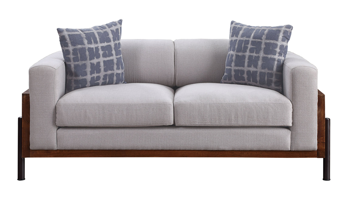 Pelton - Loveseat With 2 Toss Pillows - Walnut