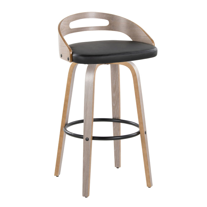 Cassis - Mid Century Modern Fixed Height Barstool With Swivel With Round Footrest (Set of 2)