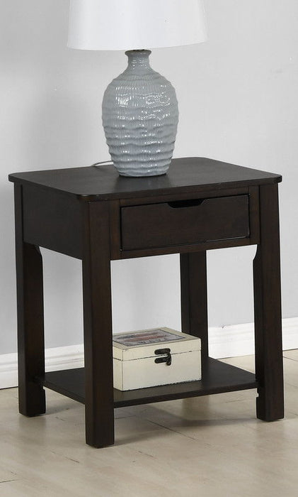Flora - 20" MDF End Table With Drawer - Dark Brown