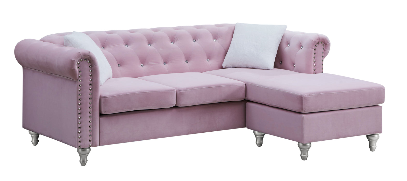 Glory Furniture Raisa Sofa Chaise, Burgandy - Pink