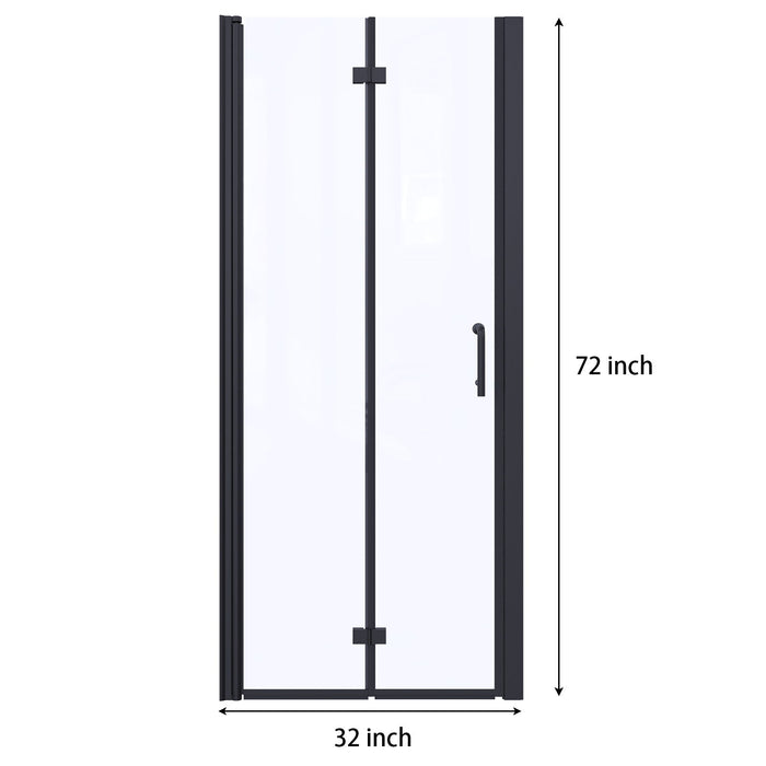 Bifold Semi - Frameless Shower Doors In Matte Black / Clear Glass