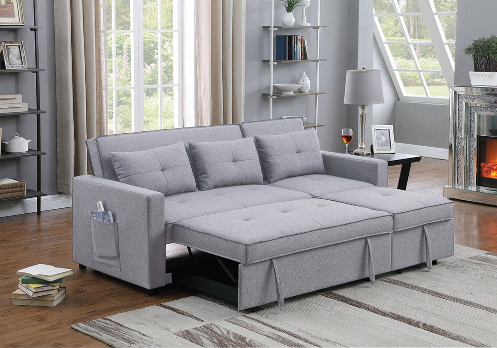 Zoey - Linen Convertible Sleeper Sofa With Side Pocket