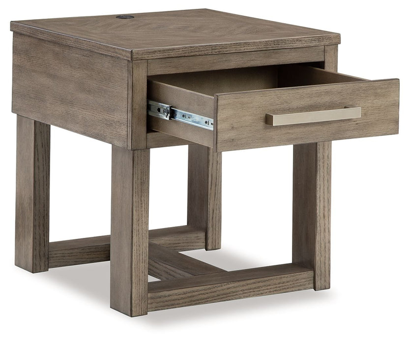 Loyaska - Grayish Brown - Rectangular End Table